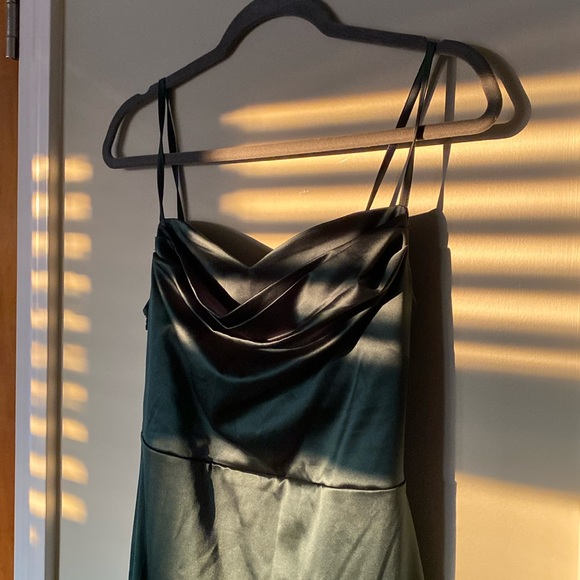 Silky Green Cut Out Maxi - Midi Dress - Picture 1 of 4